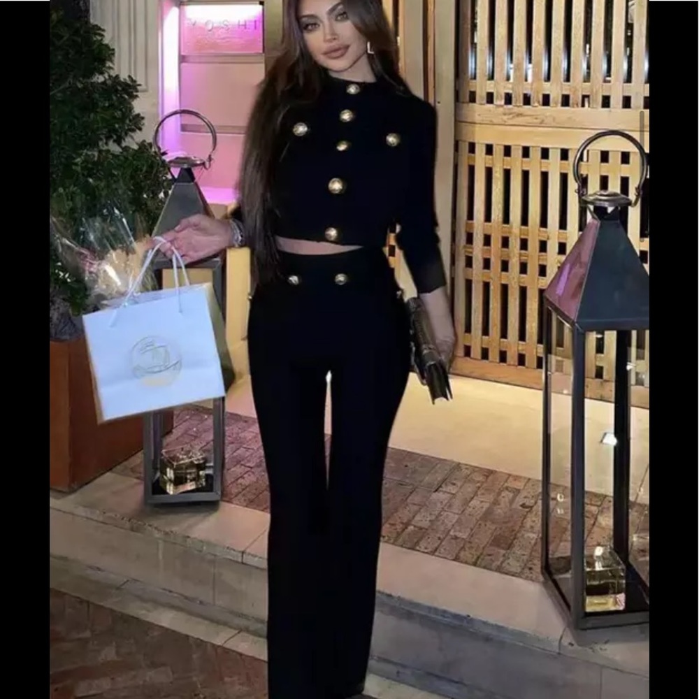 🎉 New Summer Bandage Long Sleeve Button Jacket & Pants Set